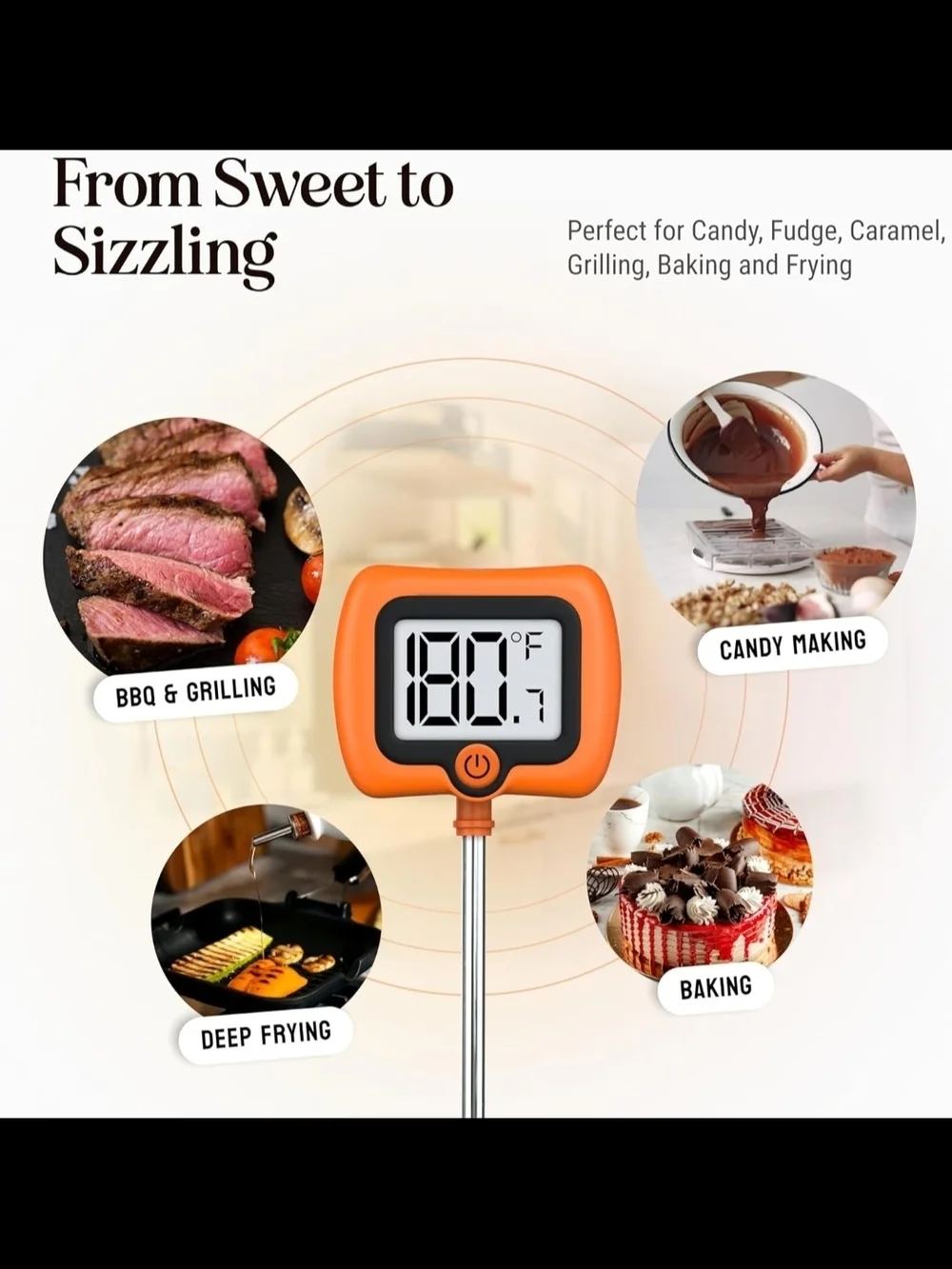 2 Pack Digital Candy Thermometer with Pot Clip, 10